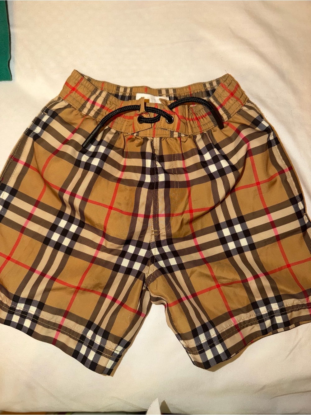 Authentic BurberryKids Tan Plaid Elastic-Waist SWIMSUIT Shorts